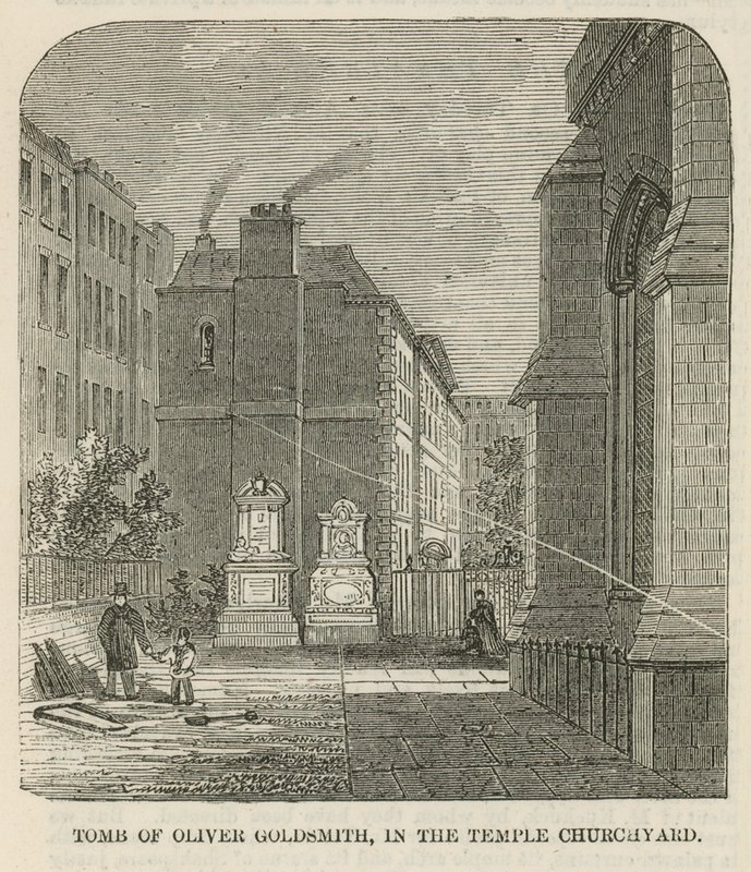 Tomb of Oliver Goldsmith in the Inner Temple Churchyard by English School