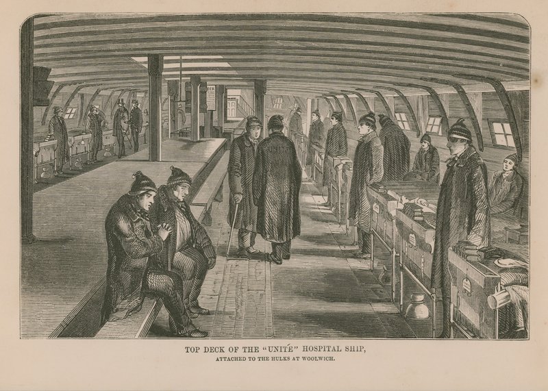 Top deck of the Unite hospital ship by English School