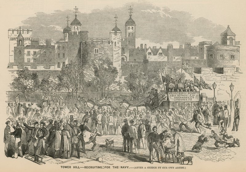 Tower Hill, London: recruiting for the Navy by English School
