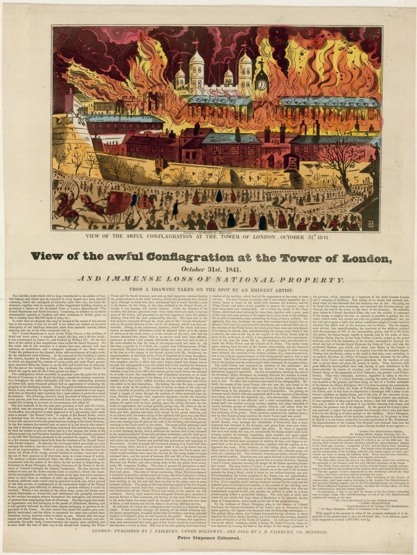 Tower of London Fire, 1841 by English School