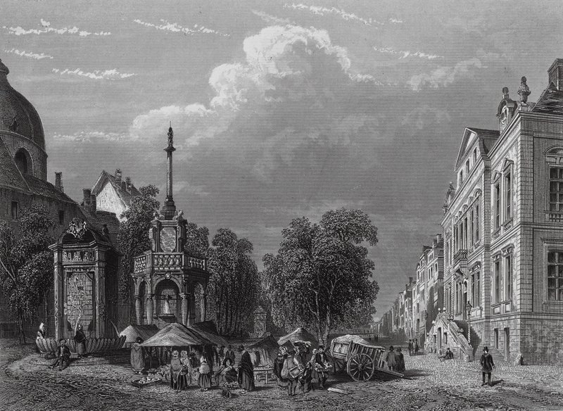 Town Hall and Market Place, Liege by English School