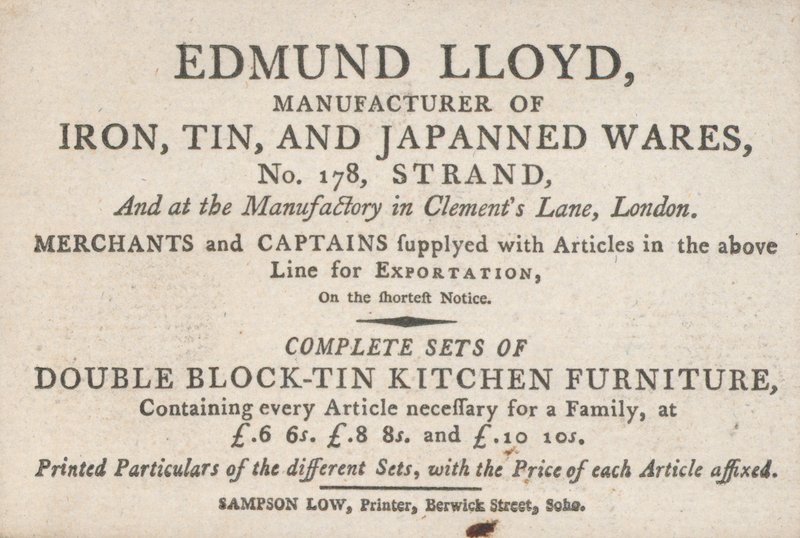 Trade Card, Edmund Lloyd by English School