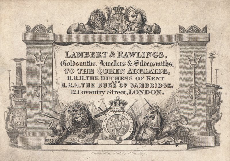 Trade Card, Lambert & Rawlings by English School