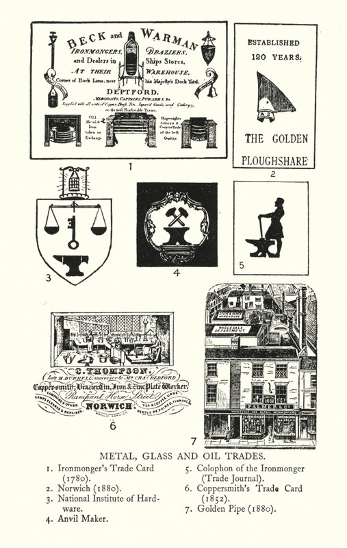Trade signs: Metal, Glass and Oil Trades by English School