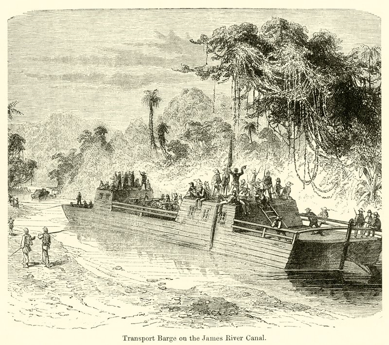 Transport Barge on the James River Canal by English School