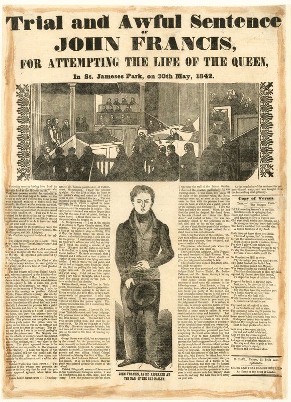 Trial and Awful Sentence of John Francis for Attempting the Life of the Queen, on 30 May 1842 by English School