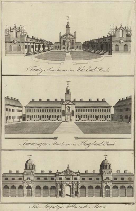 Trinity Almshouses in Mile End Road, Ironmongers Almshouses in Kingsland Road and His Majesty