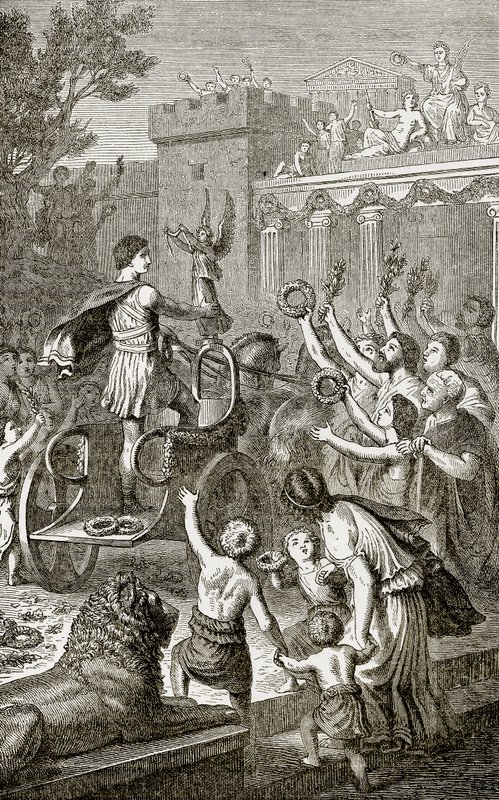 Triumphal Return of an Olympic Victor, Illustration from The Illustrated History of the World by English School