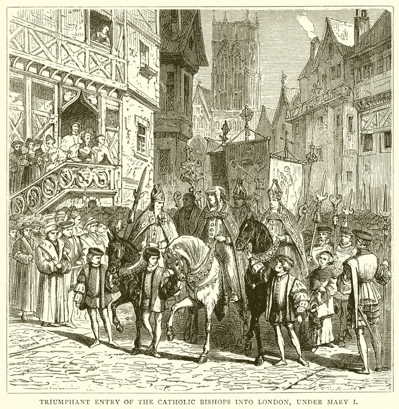 Triumphant Entry of the Catholic Bishops into London, under Mary I by English School