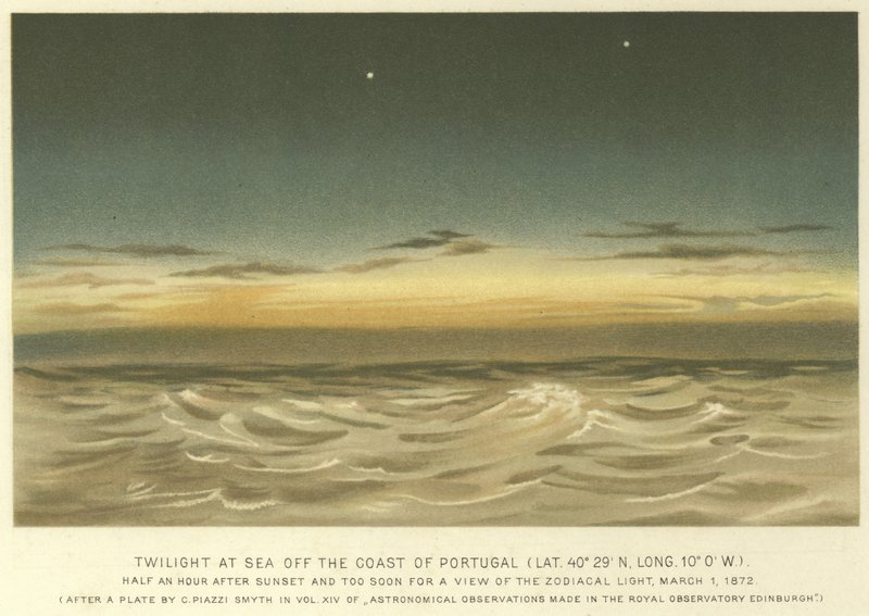 Twilight at Sea off the Coast of Portugal, Latitude 40° 29 N, Longitude 10° 0 W by English School