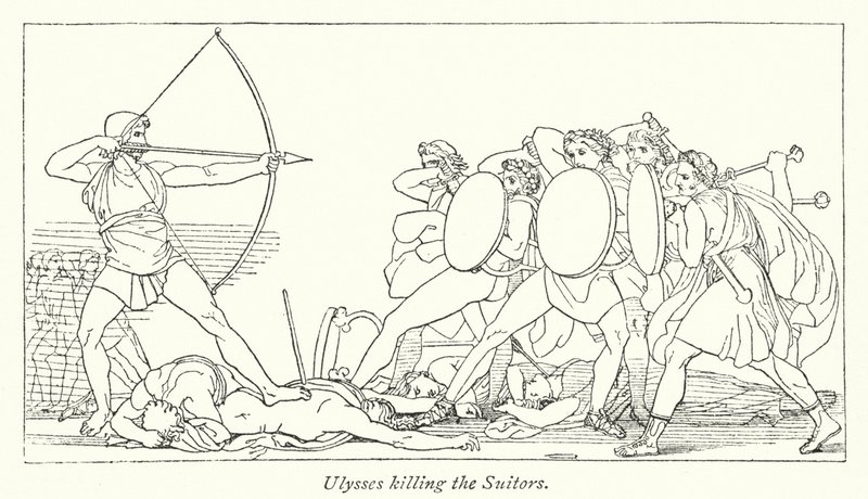 Ulysses killing the Suitors by English School