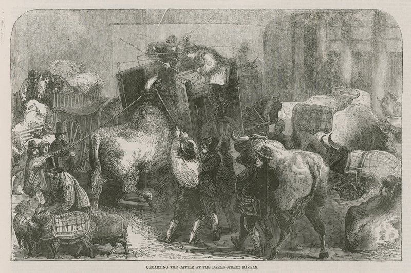 Uncarting the Cattle at the Baker Street Bazaar by English School
