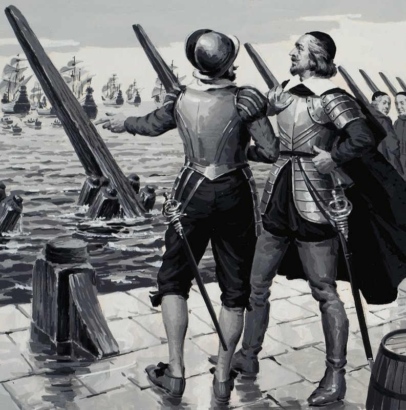 Unidentified Military Scene by English School