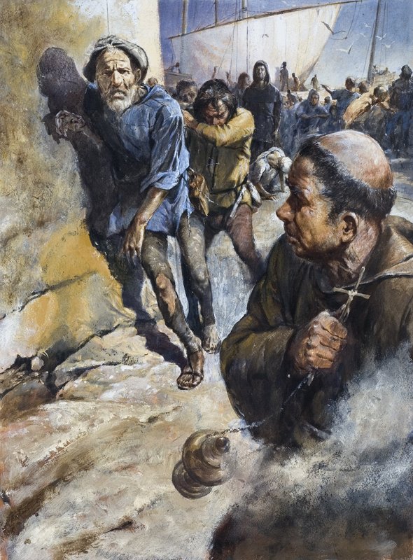 Unidentified Scene with Monk by English School