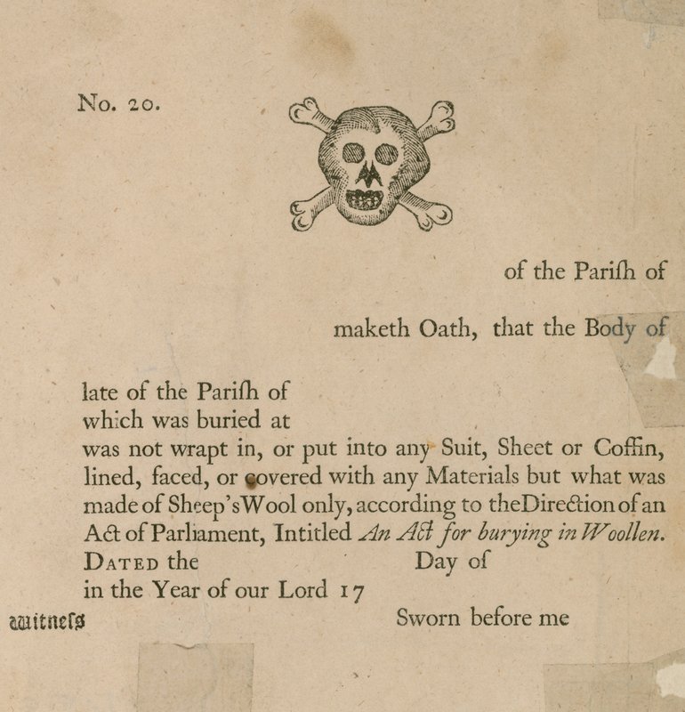 Unused form for witnessing the burial of a body in sheep