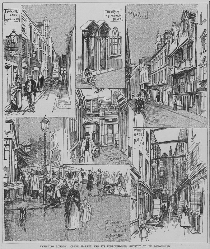 Vanishing London: Clare Market and its surrounding streets shortly before demolition by English School