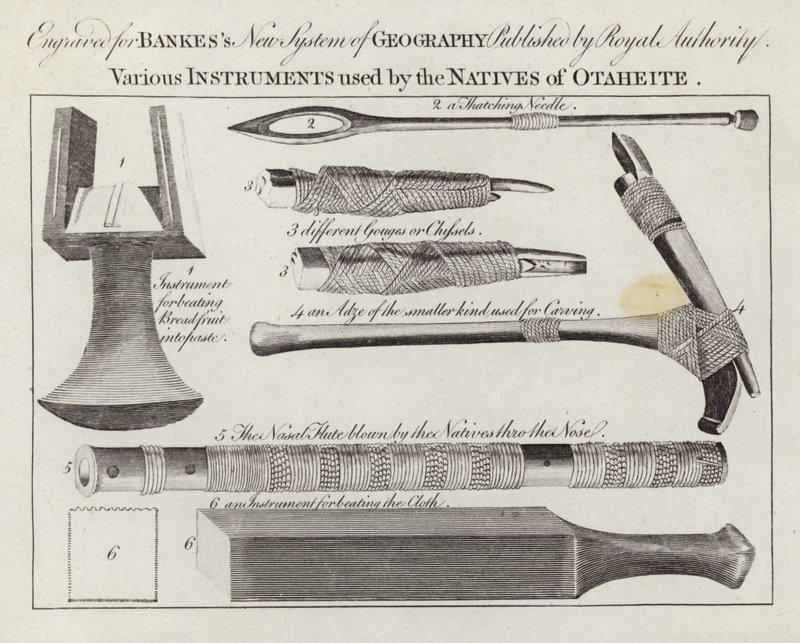 Various instruments used by the natives of Otaheite by English School