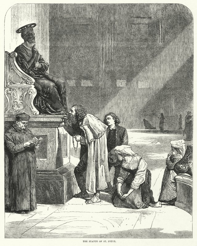 Vatican, St Peter’s, kissing the toes of the statue of St Peter by English School