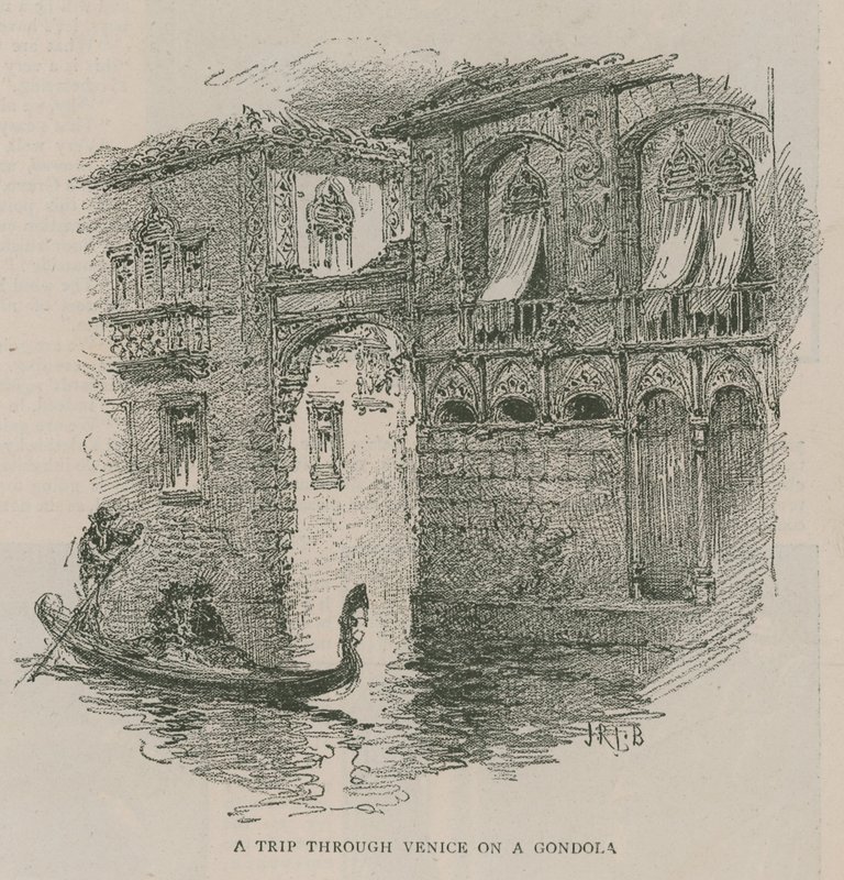 Venice in London: Sketches at Olympia - A trip through Venice on a Gondola by English School