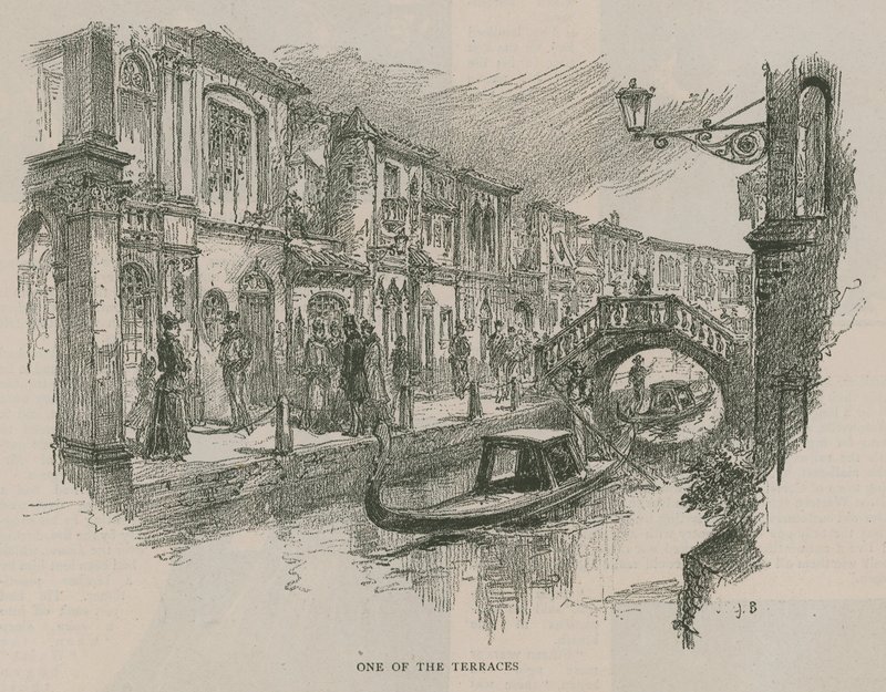 Venice in London: Sketches at Olympia - One of the Terraces by English School