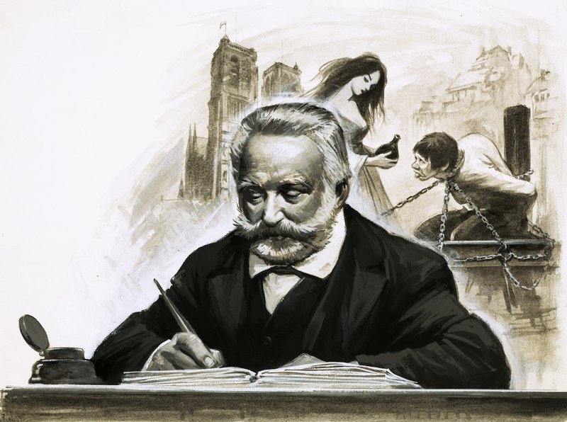 Victor Hugo Writing His Novel Notre Dame de Paris by English School