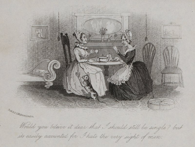 Victorian spinster explaining the reason for her remaining single by English School