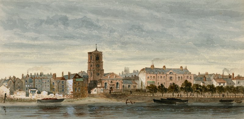 View of Chelsea from the river by English School