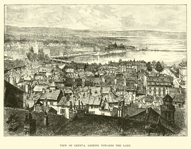 View of Geneva, looking towards the lake by English School