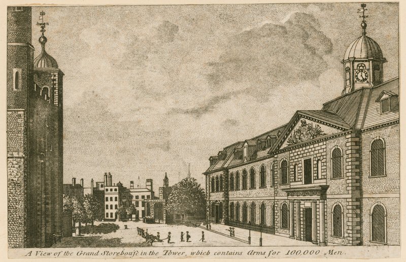 View of Grand Storehouse in the Tower of London Containing Arms for 100,000 Men by English School