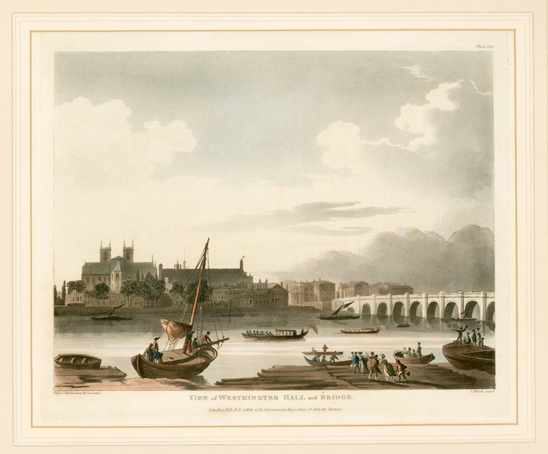 View of Westminster Hall and Bridge by English School