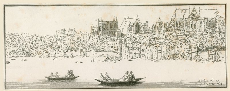View of Westminster Palace, London, on 27 March 1652 by English School