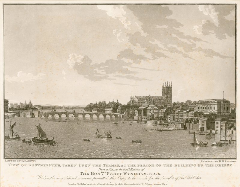 View of Westminster, at the Period of the Building of the Bridge by English School