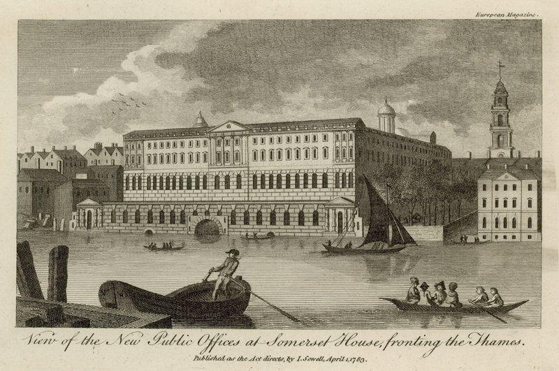 View of the New Public Offices at Somerset House, fronting the Thames by English School