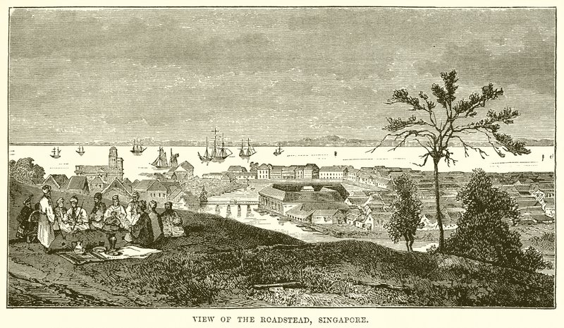 View of the Roadstead, Singapore by English School