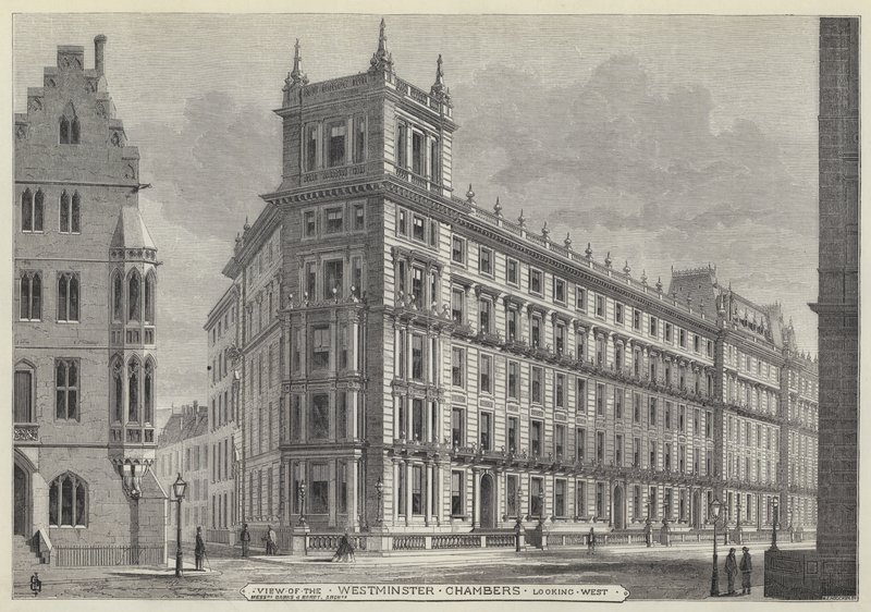 View of the Westminster Chambers, looking West by English School