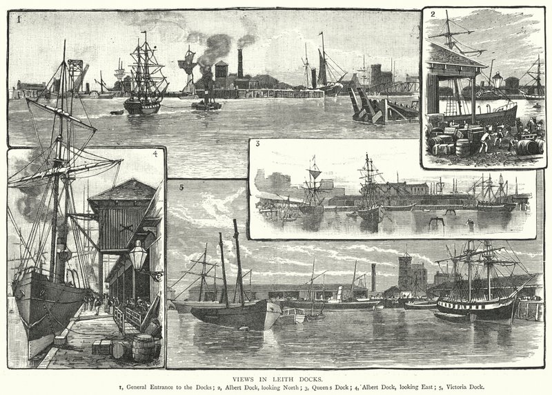 Views in Leith Docks by English School