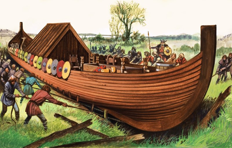 Viking Long-Ship by English School