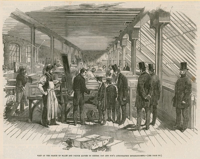 Visit by the Prince of Wales and Prince Alfred to Messrs Day and Sons Lithographic establishment by English School