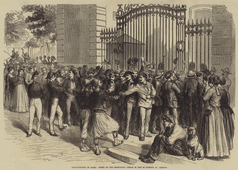 Volunteering in Paris, Scene at the Recruiting Office in the St Dominic, St German by English School