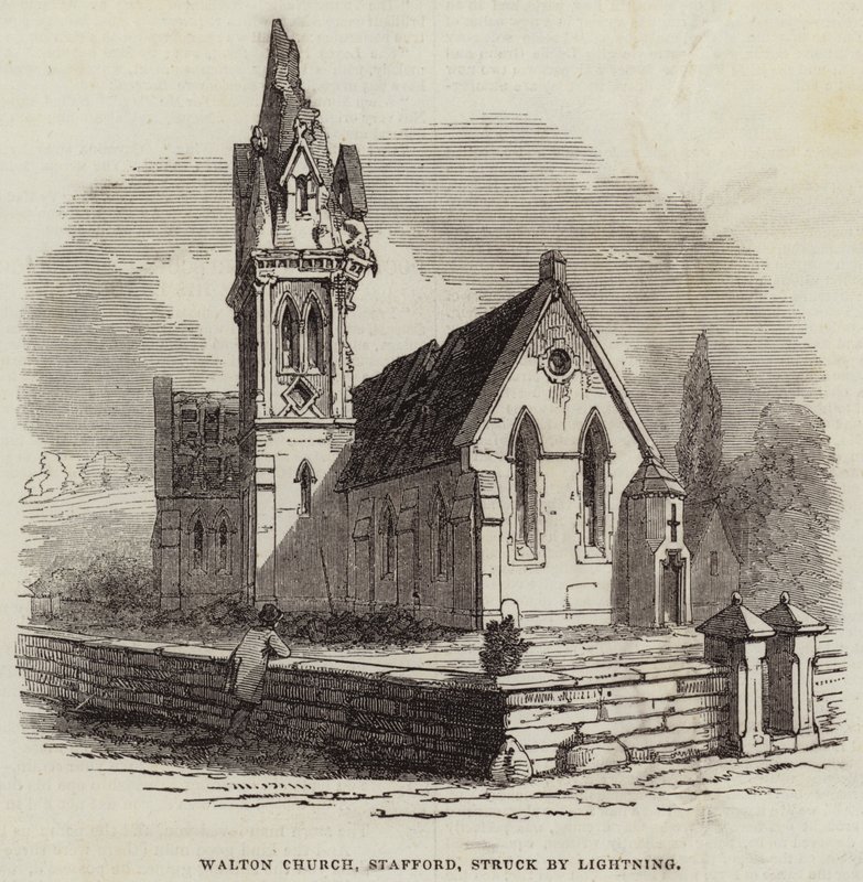 Walton Church, Stafford, struck by Lightning by English School