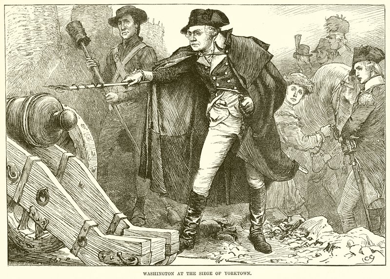Washington at the siege of Yorktown by English School