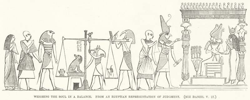 Weighing the Soul in a Balance, from an Egyptian Representation of Judgment by English School