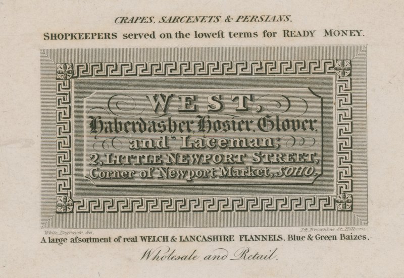 West, Haberdasher, Hosier, Glover and Laceman by English School