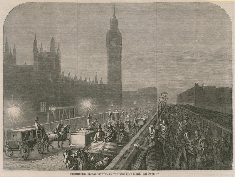 Westminster Bridge Lighted by the New Lime Light by English School