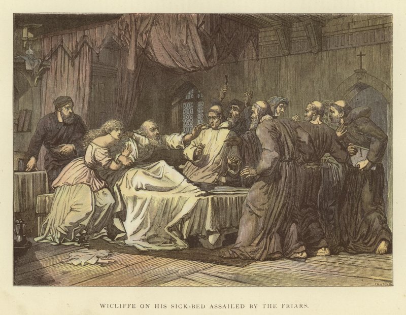 Wicliffe on his sick-bed assailed by the friars by English School