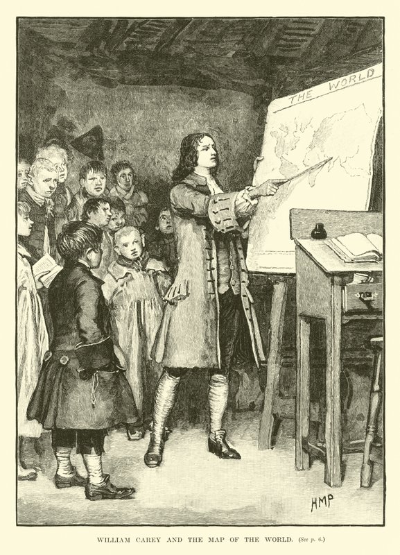William Carey and the Map of the World by English School