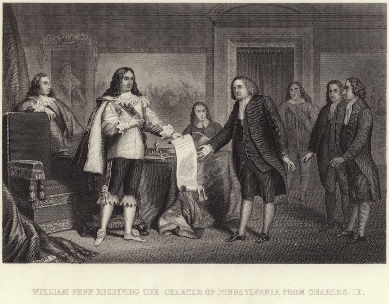 William Penn Receiving the Charter of Pennsylvania from Charles II by English School