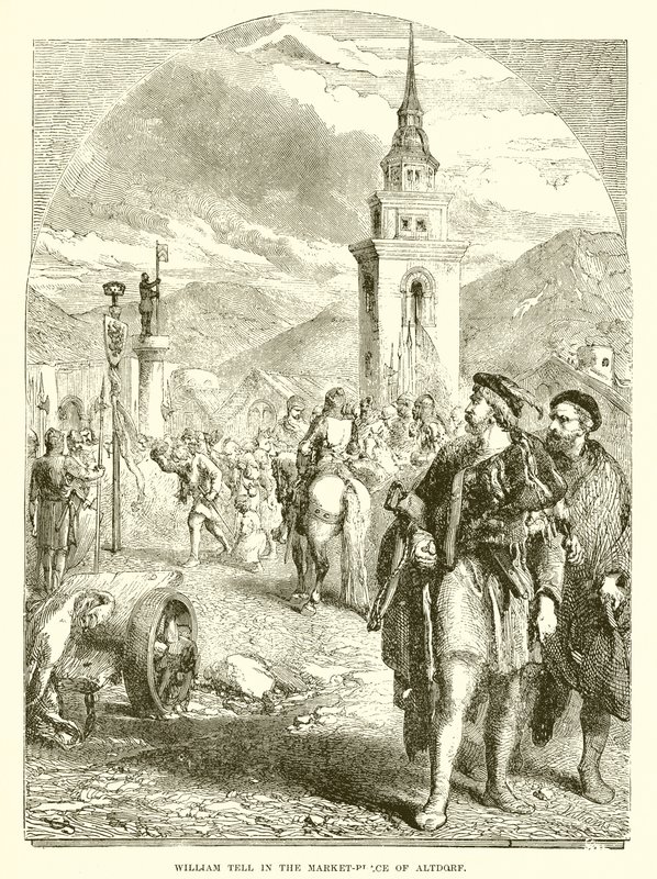 William Tell in the Marketplace of Altdorf by English School