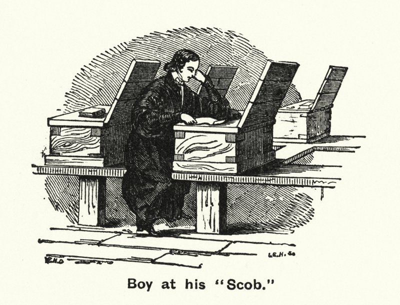 Winchester College: Boy at his "Scob" by English School