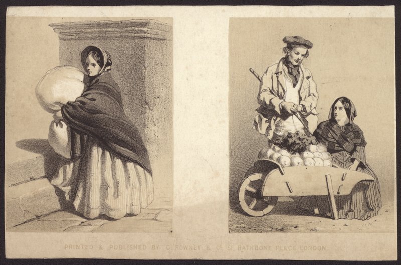 Woman Street Vendor Selling Vegetables from a Barrow by English School